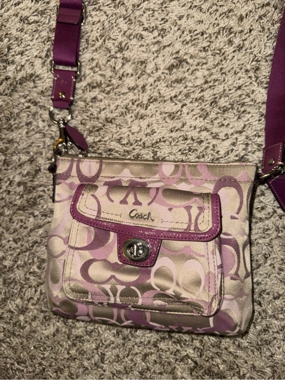 Coach Lilac and Pink Signature Crossbody with Detachable Strap (Penelope) - Picture 2 of 11